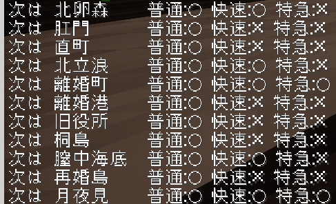 行き先アナウンス