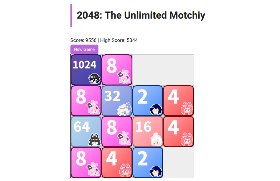 Play on Heiki!上で2048を遊んでいる様子その3